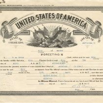 Certificate Alfred Olson re-elected Alderman Ward Four, Golden