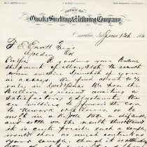 Letter to F. E. Everett regarding assay of bullion shipment p.1