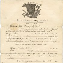 Harley D. West military discharge 1899 - front