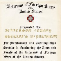 Certificate Veterans of Foreign Wars, 1977