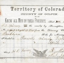 Buckhorn Lode Claim, 1864