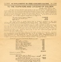 Local Option anti-saloon campaign newspaper supplement, Golden, 1909