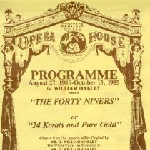 Heritage Square theater program "The Forty-Niners" 1985