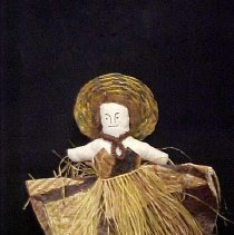 Cloth Doll in Grass Skirt and Hat