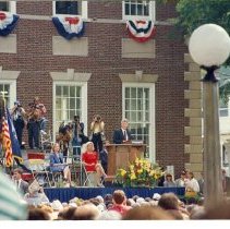 President Clinton Speaking Outside of Smith Library