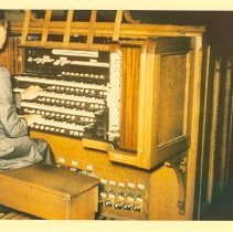 Robert Woodside, organist and choir master, at the Massey Organ