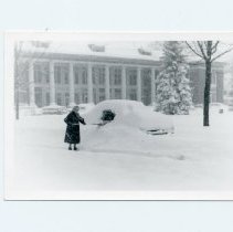 Woman Cleaning off Car