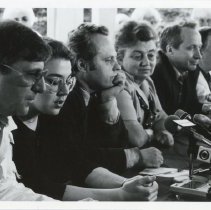 Soviet Delegation in Front of Microphones