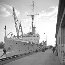 Ship docked at the USCG Pier