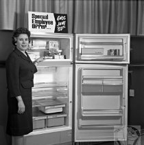 Saleswoman with Fridge