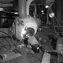 Worker welding heater