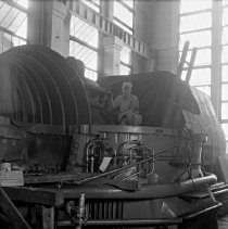 Worker on top of a turbine