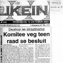 Article about proposed Streetname changes in Swakopmund