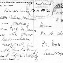 Postcard from Carl Scholz to Dr. A. Weber