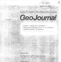 GeoJournal: Namibia's Orange River Boundary - Origin and Reemerged Effects