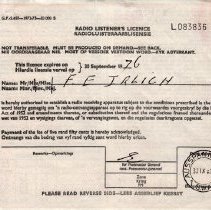 Radio Listener's Licences F.E. Irlich - Sept.  1976