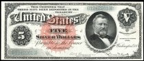 $5 Silver Certificate, Series 1886, B12422619, FR-261, US