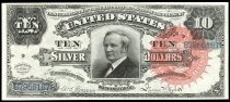 $10 Silver Certificate, Series 1886, B7956167, FR-293, US "Tombstone"