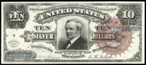 $10 Silver Certificate, series 1886, B13726735, FR-296, US "Tombstone"