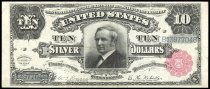 $10 Silver Certificate, series 1886, B13977046, FR-297, US "Tombstone"