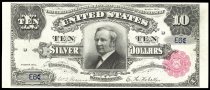$10 Silver Certificate, series 1891, E6, FR-298, US, "Tombstone"