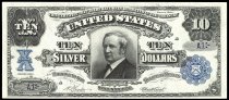 $10 Silver Certificate, series 1908, A1, FR-302, US "Tombstone"