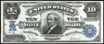 $10 Silver Certificate, series 1908, D2247795, FR-304, US "Tombstone"