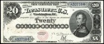 $20 Silver Certificate, series 1880, A30718, FR-312, US