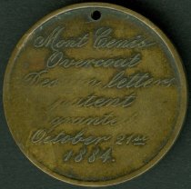 1884, US Medal, Mont Cenis Overcoat Design Patent, Florange 149, United Sta