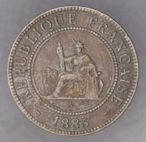 1885 A, 1 Cent, Third Republic, KM# 1, French Indo-China