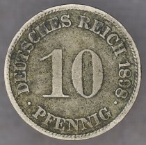 1898G, 10 Pfennig, KM# 12 (2014), Wilhelm II, German Empire