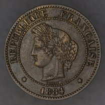 1884A, 5 Centimes, Third Republic, KM#821.1, France