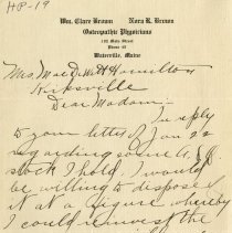Letter to Mrs. Hamilton