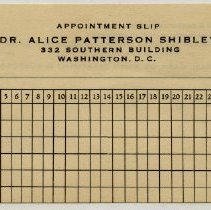Alice Patterson Shibley Appointment Slip