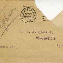 Envelope Addressed to W.J. Steckel