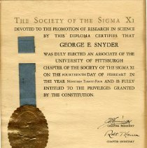Society of Sigma XI Certificate