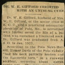 Dr. W.E. Gifford Credited with an Unusual Cure