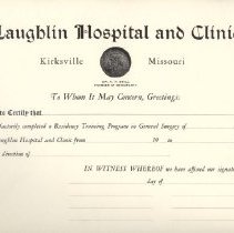 Book of Certificates, Laughlin Hospital and Clinic