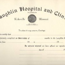 Book of Certificates, Laughlin Hospital and Clinic
