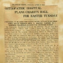 Osteopathic Hospital Plans Charity Ball for Easter Tuesday