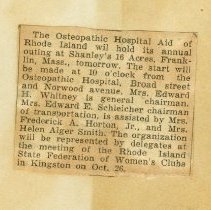 The Osteopathic Hospital Aid of Rhode Island will hold...