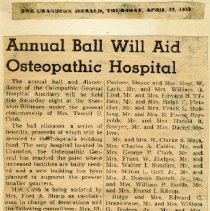 Annual Ball Will Aid Osteopathic Hospital