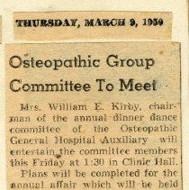 Osteopathic Group Committee to Meet