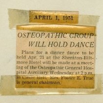 Osteopathic Group Will Hold Dance