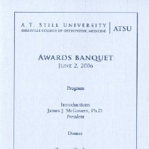 Kirksville College of Osteopathic Medicine Graduate Banquet Handbill 2006