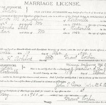 Copy of Marriage License of George M. Laughlin and Blanche Still