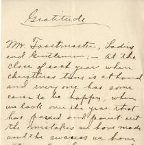 "Gratitude" Speech Given by George M. Laughlin