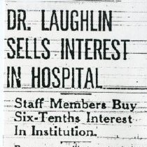 Dr. Laughlin Sells Interest in Hospital Newspaper Clipping