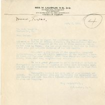Letter to George Laughlin from M. E. Corbin