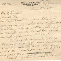 Letter to George Laughlin from Dr. E. J. Failing